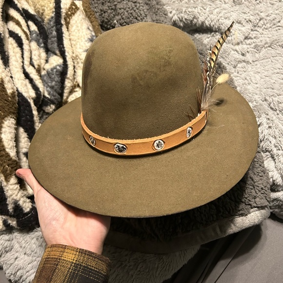 Never ending threads handmade moon hat brown size 6 3/4 - Picture 4 of 5